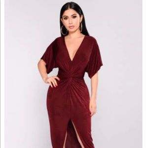 Fashion Nova Burgundy Knot Dress